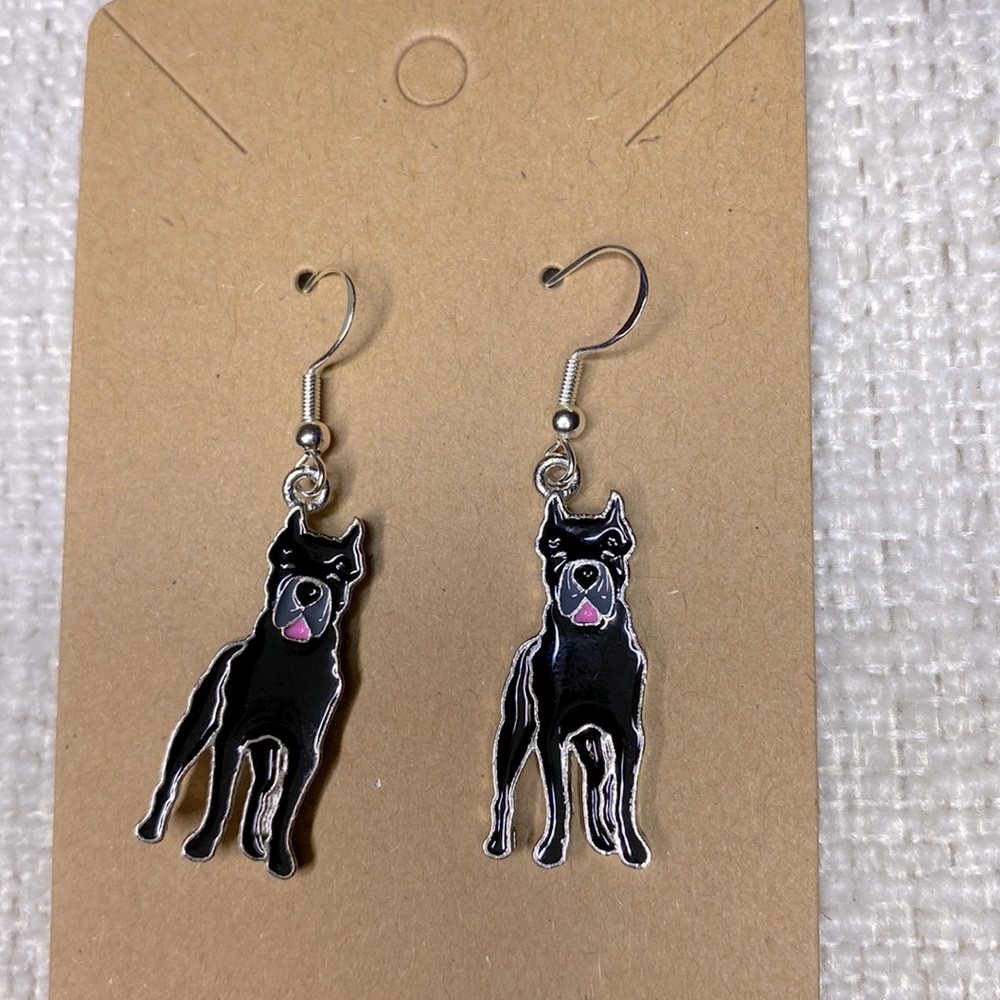 Great Dane Earrings made with Sterling Silver ear wires for sensitive ears NWT